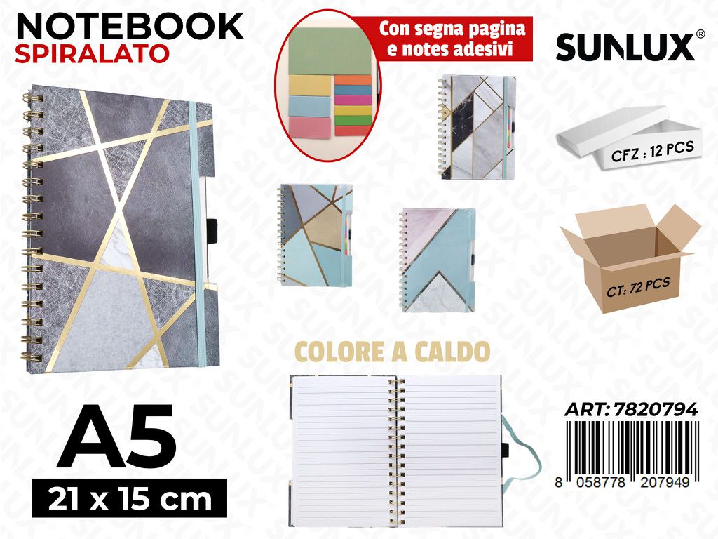 Sunlux Notebook Spirl. A5 21*14.5CM