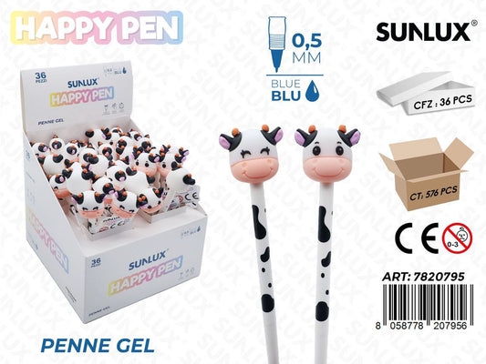 Happy Pen Gel Ass. Blu 0.5Mm Mucca