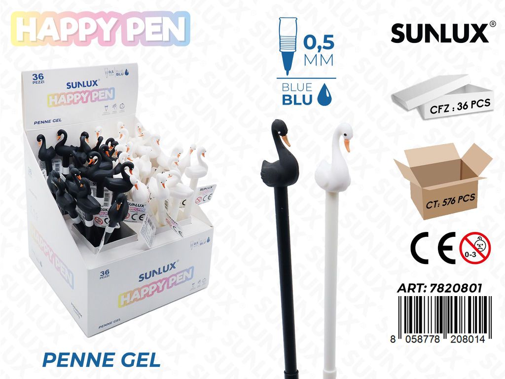 Happy Pen Gel Ass. Blu 0.5Mm Cigno