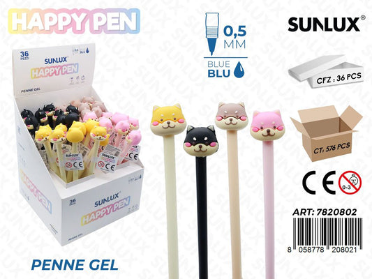 Happy Pen Gel Ass. Blu 0.5Mm Cane