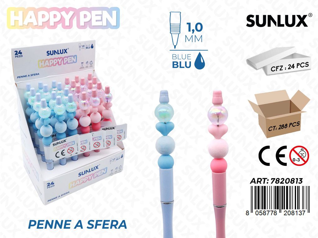 Happy Pen A Sfera Ass. 1.0Mm Blu