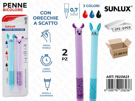 Sunlux Penna Bicolore a Scatto 2PCS Ass. 0.7MM