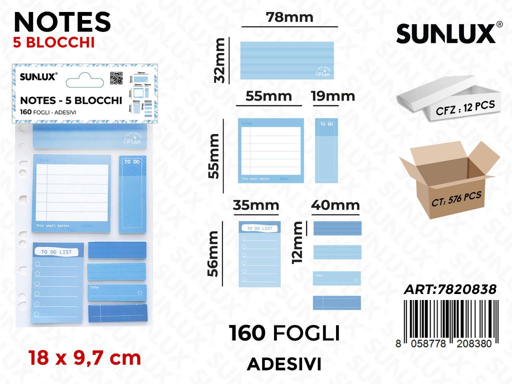 Sunlux Notes Adv 160F 18*9.7CM Ass.