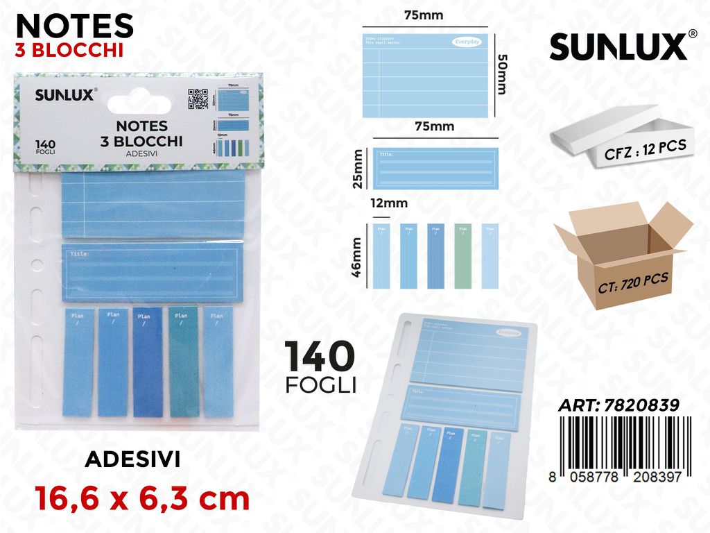 Sunlux Notes Adv 140F 16.6*6.3CM Ass.