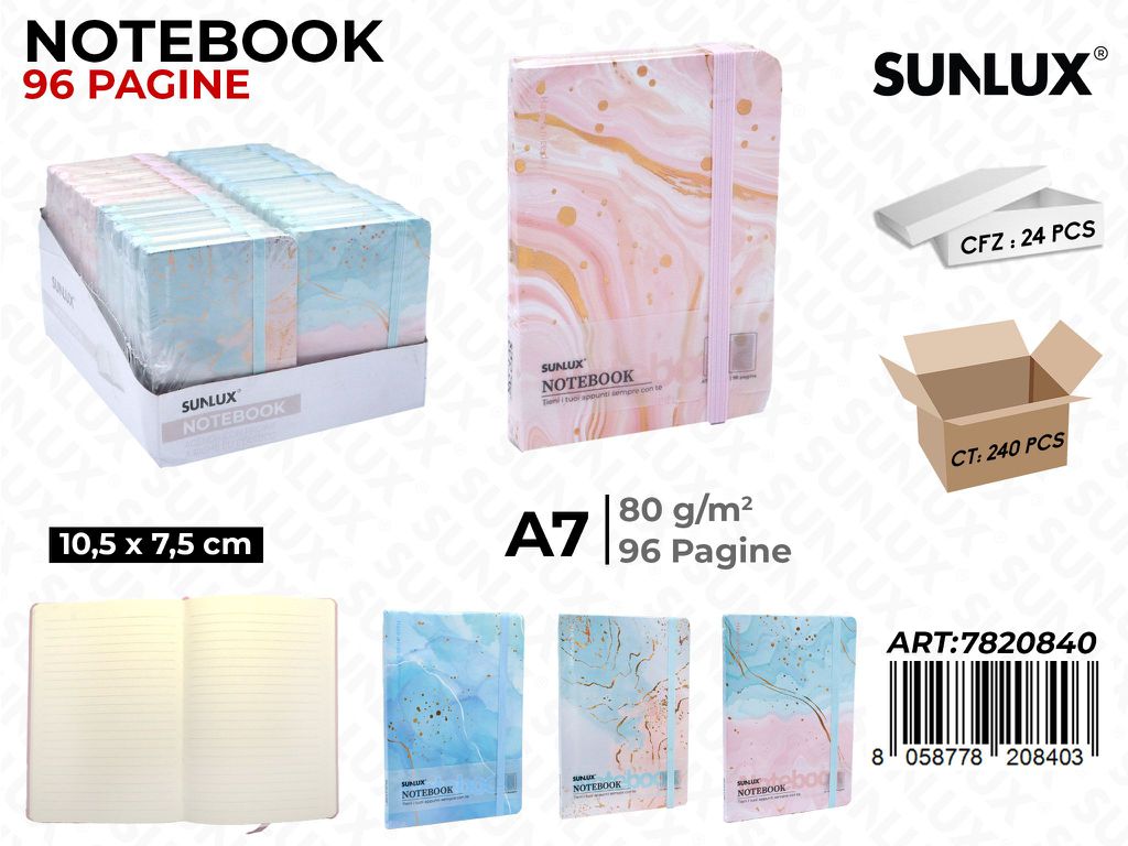 NOTEBOOK ASS. A7 10.5*7.5CM 96PAG. 80GR