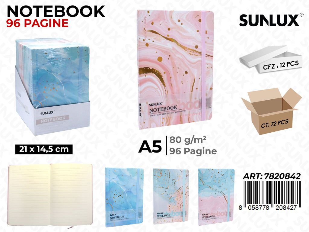 NOTEBOOK ASS. A5 21*14.5CM 96PAG. 80GR
