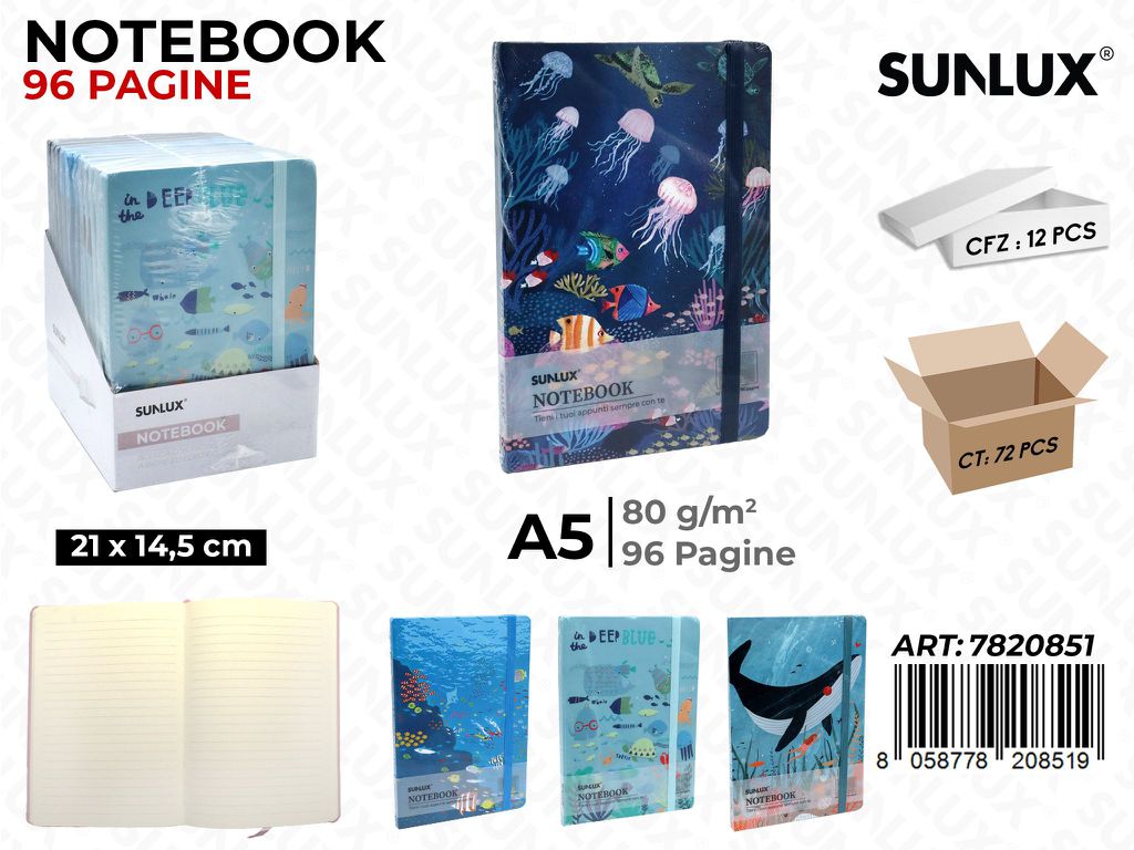 NOTEBOOK ASS. A5 21*14.5CM 96PAG. 80GR
