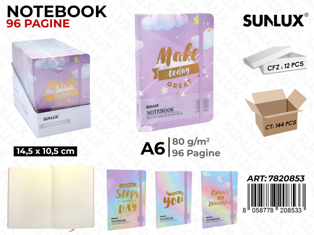 NOTEBOOK ASS. A6 14.5*10.5CM 96PAG. 80GR