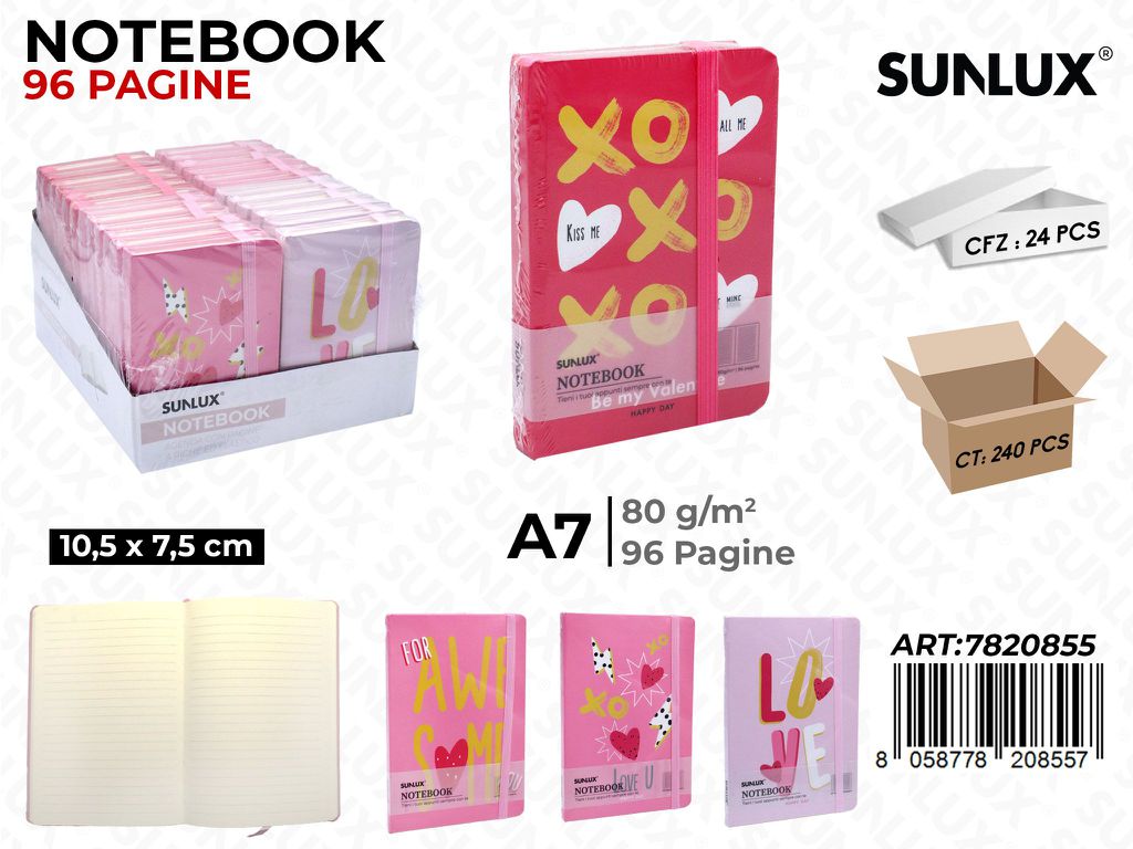 NOTEBOOK ASS. A7 10.5*7.5CM 96PAG. 80GR