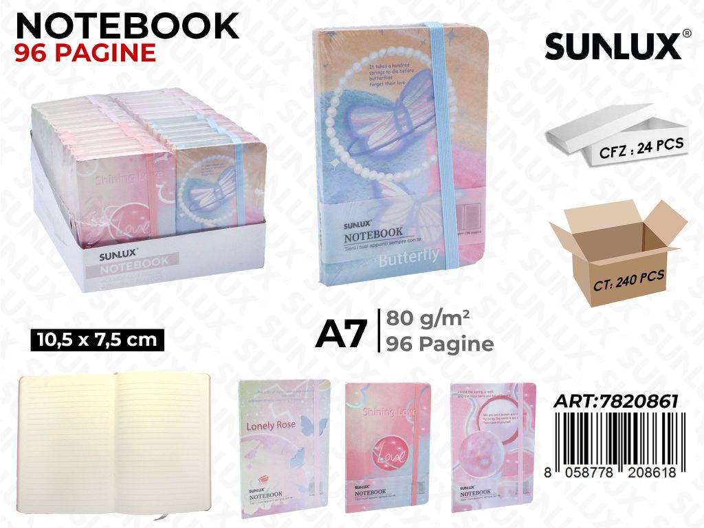 NOTEBOOK ASS. A7 10.5*7.5CM 96PAG. 80GR