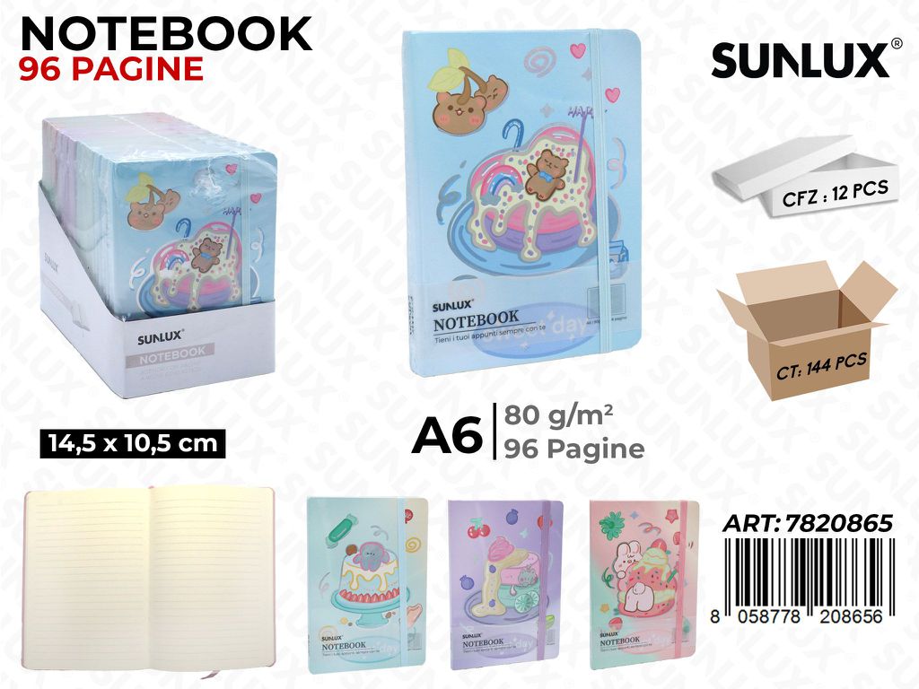 NOTEBOOK ASS. A6 14.5*10.5CM 96PAG. 80GR