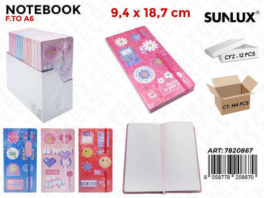 Sunlux Noebook F.to A6 Ass. 9.4*18.7CM