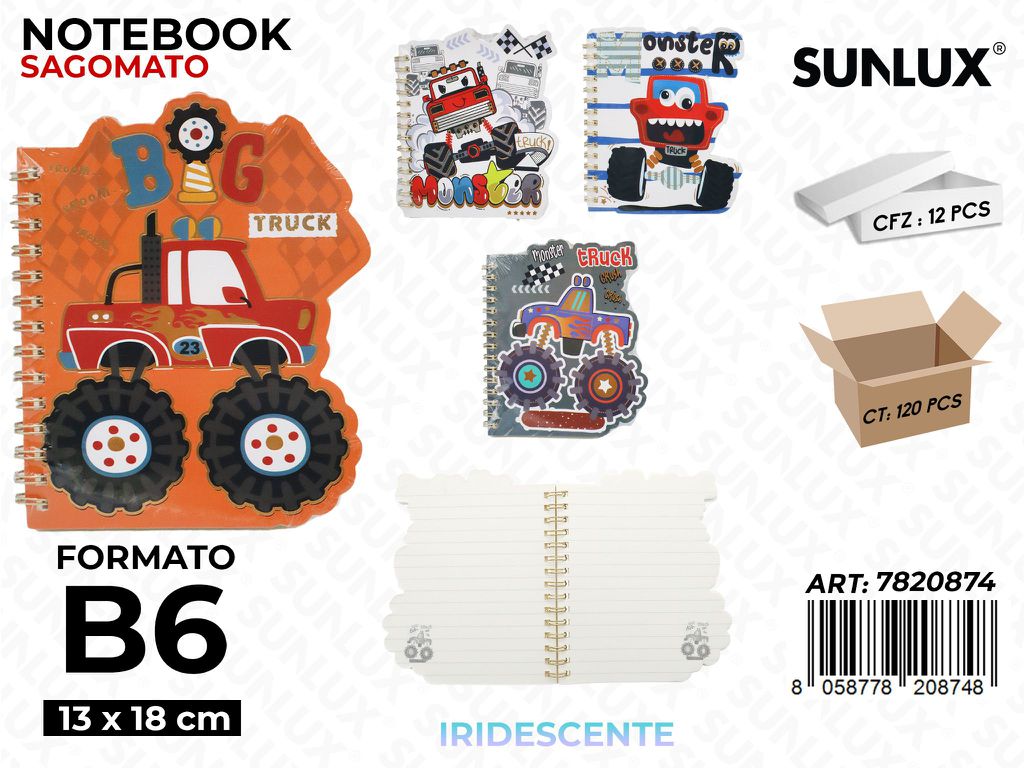 Sunlux Notebook Sagomato Truck B6 13*18CM