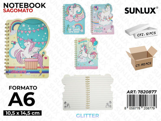 Sunlux Notebook Sagomato Unicorn A6 10.5*14.5CM