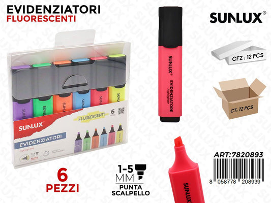 Sunlux Evidenziatori Fluo 6PCS 1-5MM Ass.