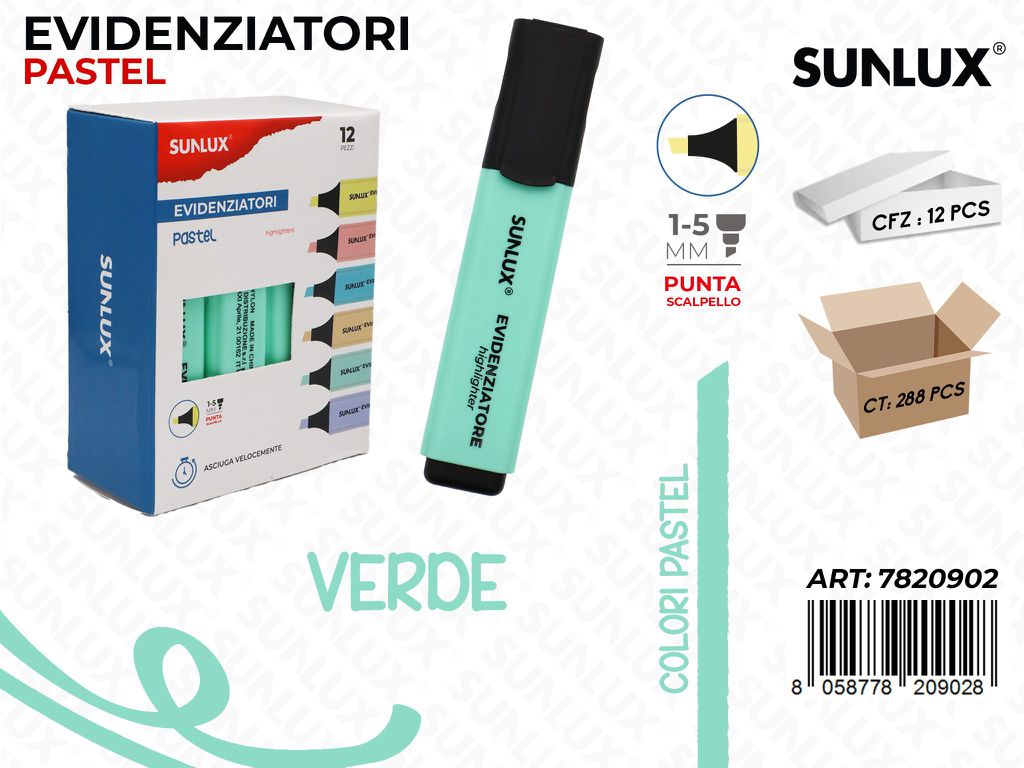 Sunlux Evidenziatore Pastel Verde 1-5MM