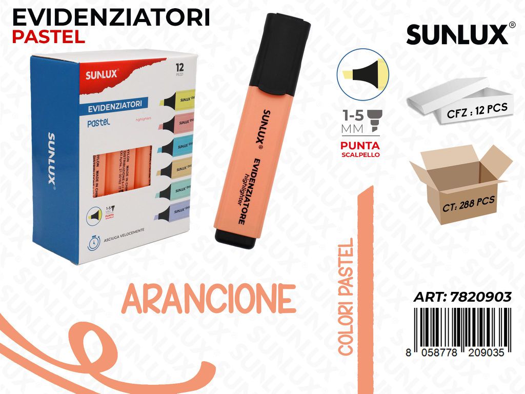 Sunlux Evidenziatore Pastel Arancione 1-5MM