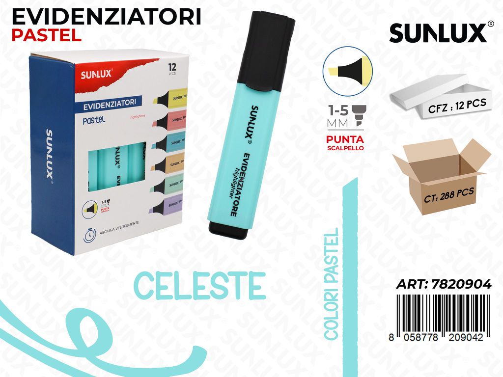 Sunlux Evidenziatore Pastel Celeste 1-5MM
