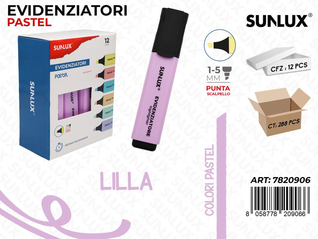 Sunlux Evidenziatore Pastel Lilla 1-5MM