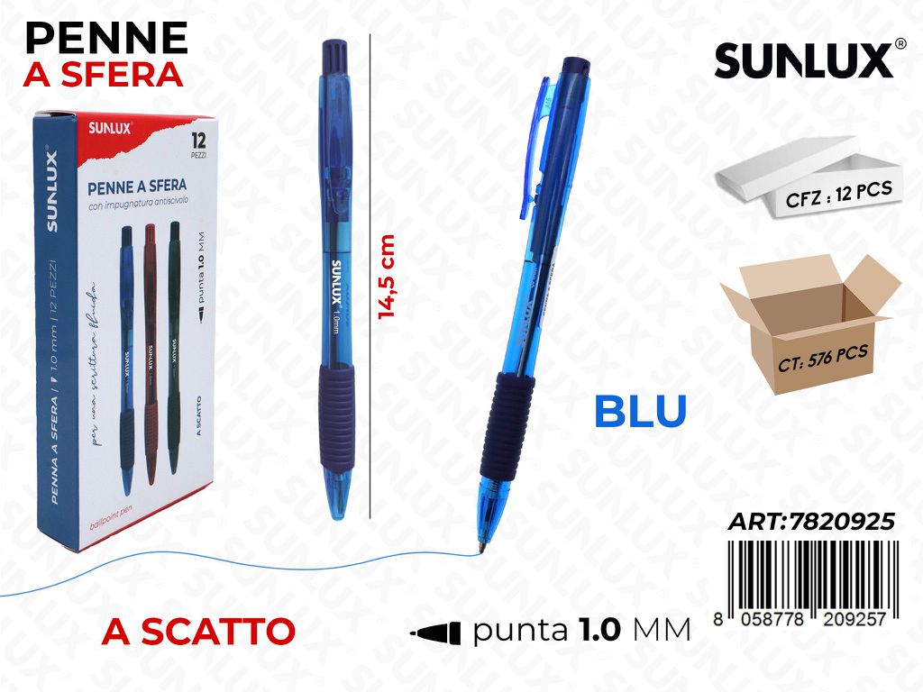 PENNA A SFERA A SCATTO BLU 1.0MM