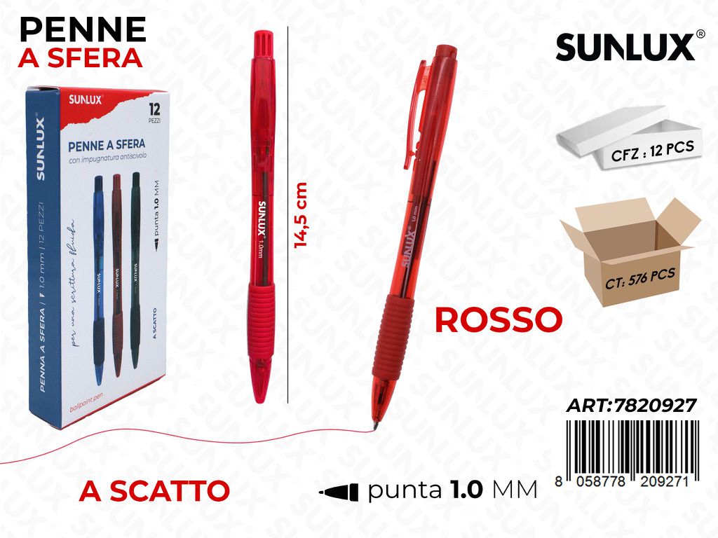 PENNA A SFERA A SCATTO ROSSO 1.0MM
