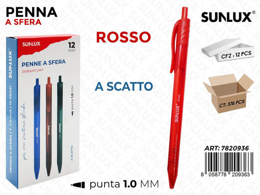 Sunlux Penna a Sfera a Scatto Rosso 1.0MM