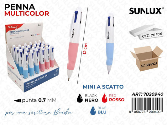 Sunlux Penna Multicolor Mini a Scatto 3COL.PUNTA 0.7MM
