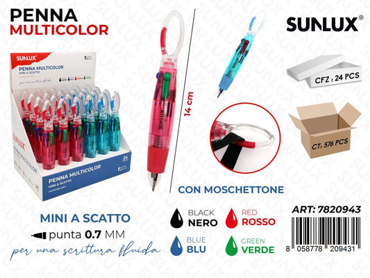 Sunlux Penna Multicolor Punta 0.7MM 4COL.CON Moschettone