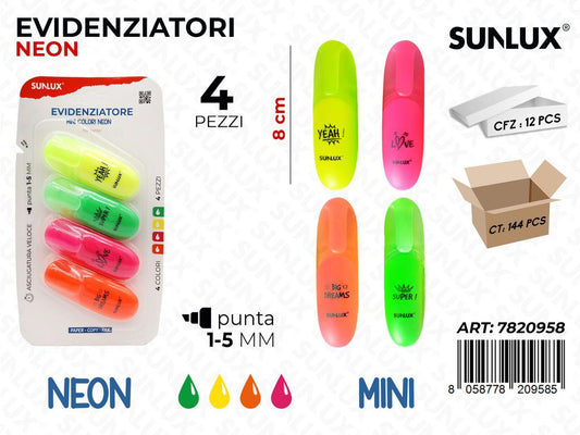 EVIDENZIATORI MINI NEON 4PCS 1-5MM ASS.