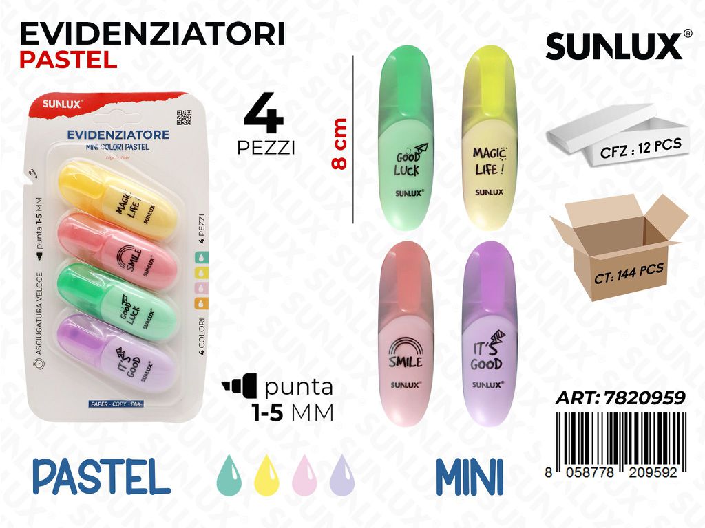 EVIDENZIATORI MINI PASTEL 4PCS 1-5MM ASS.