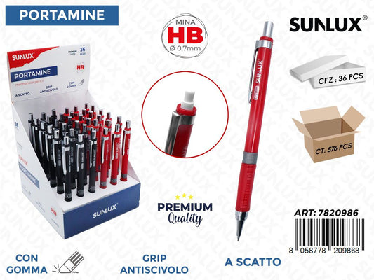 ESP. PORTAMINE A SCATTO C/GOMMA HB 0.7MM ASS.