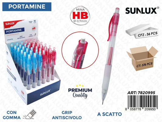 ESP. PORTAMINE C/GOMMA HB 0.7MM ASS.