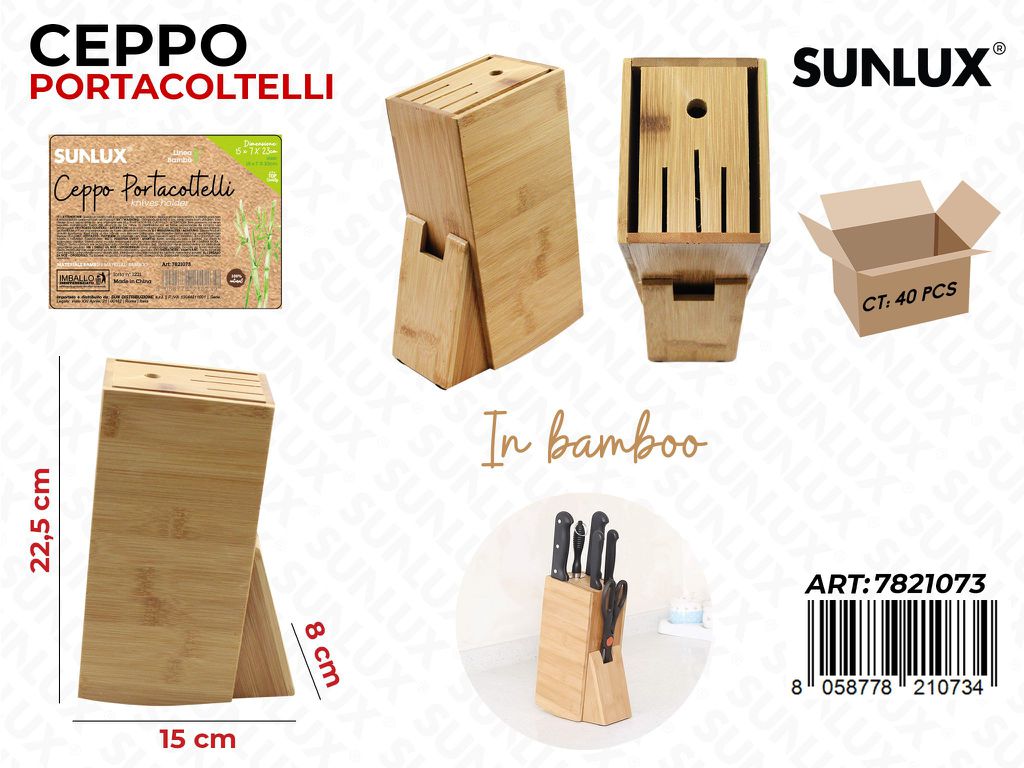 Ceppo Portacoltelli in Bamboo 15*22.5*8CM
