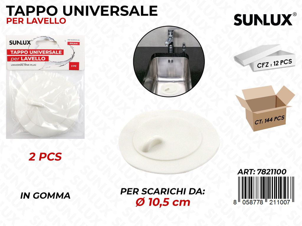 Tappo Univ. Lavello in Gomma 2 Pcs D.10.5CM