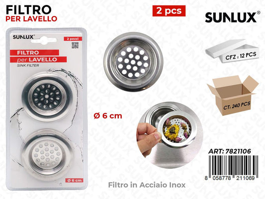 Filtro per Lavello Acciaio Inox 2PCS D.6CM