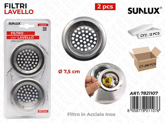 Filtri per Lavello Acciaio Inox 2PCS D.7.5CM