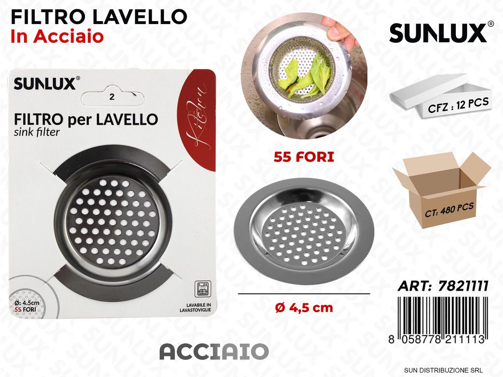 Filtro per Lavello Acciaio Inox D. 4.5CM