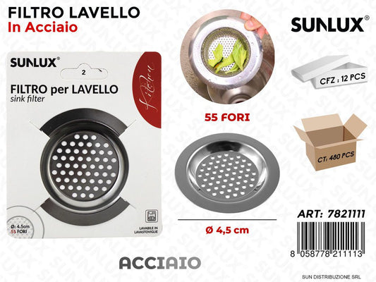 Filtro per Lavello Acciaio Inox D. 4.5CM