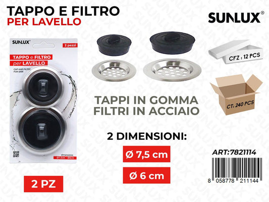 Filtro Lavello c/ Tappo 2PCS Mis. Ass.