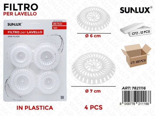 Filtro Lavello in Plastica 4 Pcs Mis. Ass.