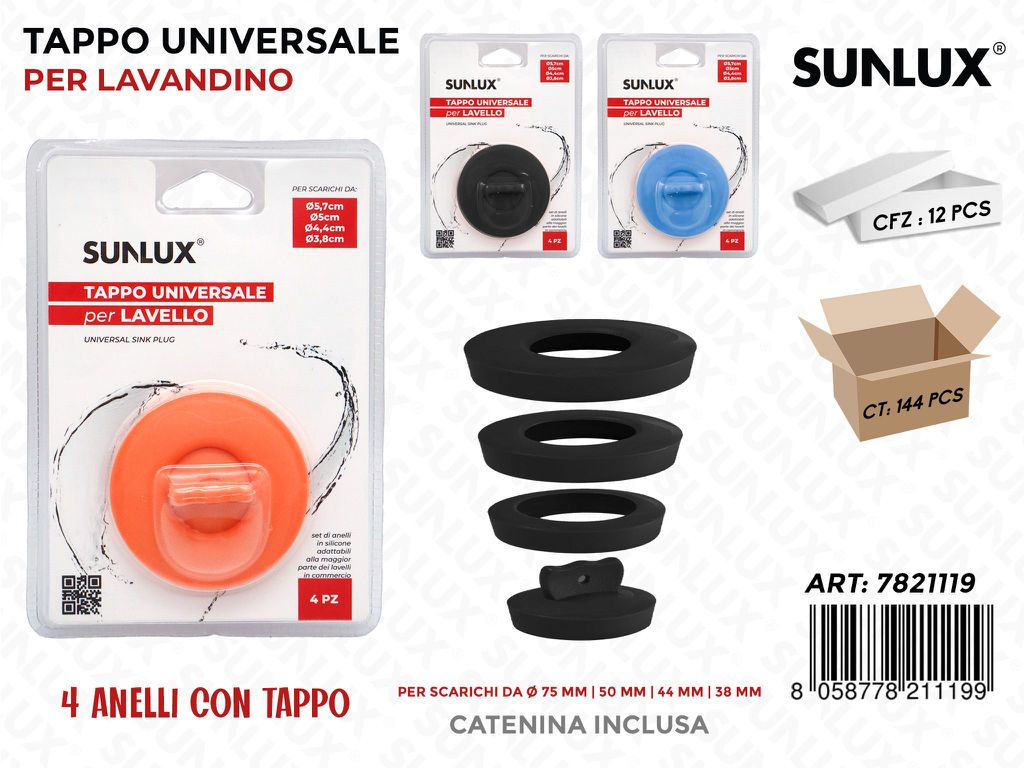 Tappo Univ. per Lavandino c/4 Anelli Col. Ass.