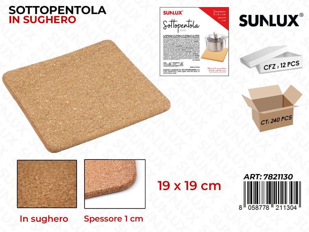 Sottopentola in Sughero 19*19*1CM