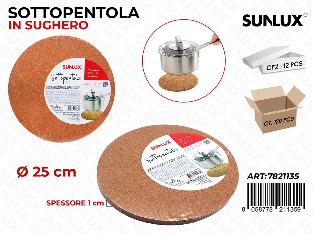 Sottopentola in Sughero D.25*1CM
