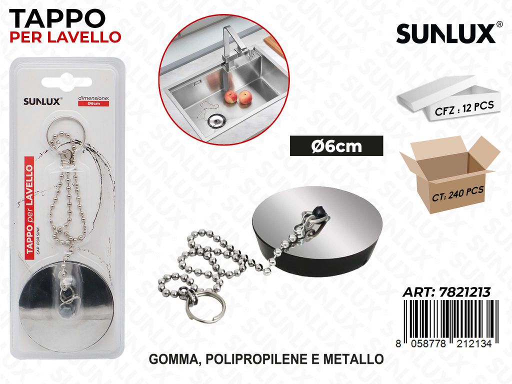 Sunlux Tappo per Lavello D.6CM