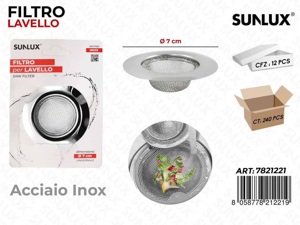 Filtro per Lavello Acciaio Inox D.7CM