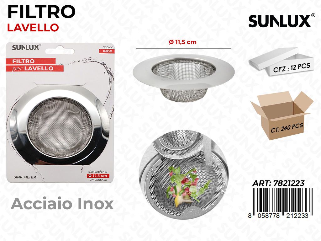 Filtro per Lavello Acciaio Inox 11.5CM / Pz da 12
