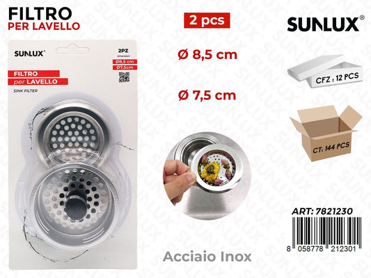 Filtro per Lavello Acciaio Inox 2PCS Mis. Ass.