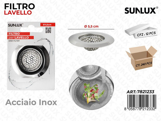 Filtro per Lavello in Acciaio Inox D.5.5CM