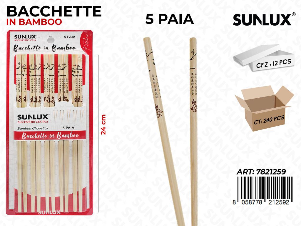 Bacchette in Bamboo 5PAIA 24CM