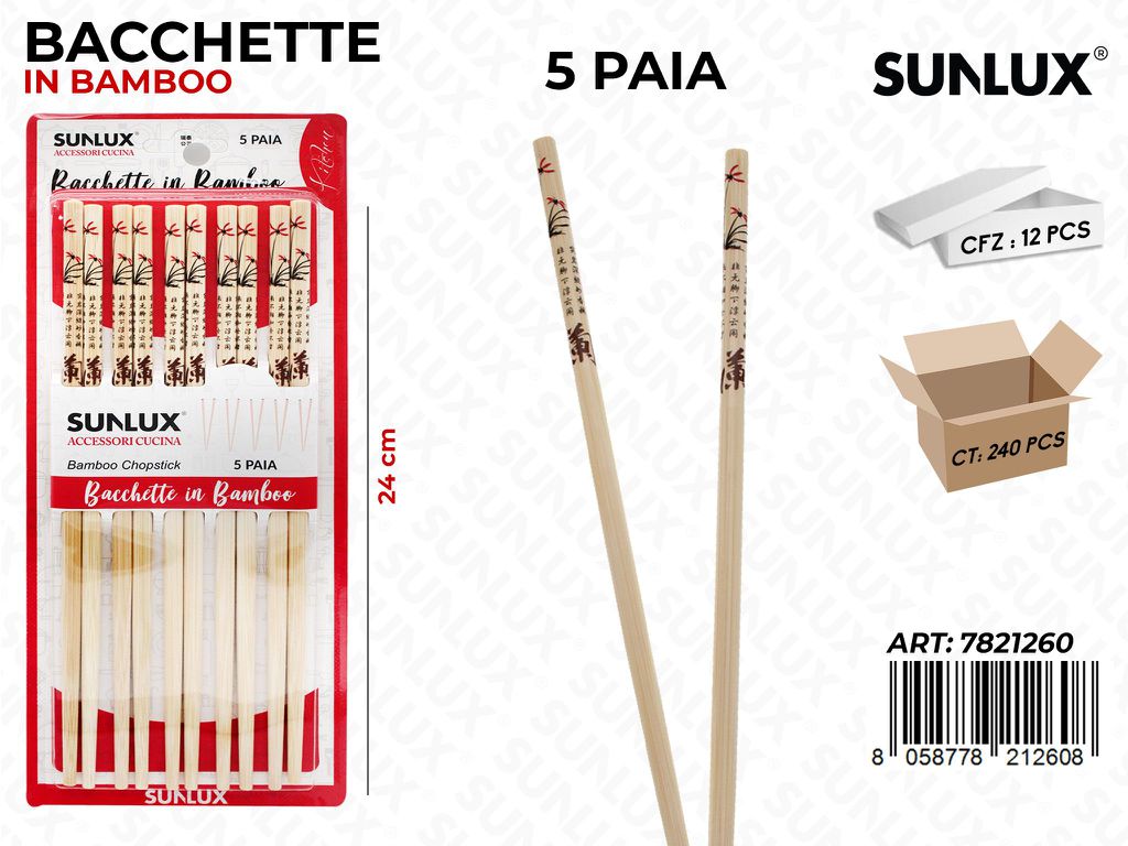 Bacchette in Bamboo 5PAIA 24CM